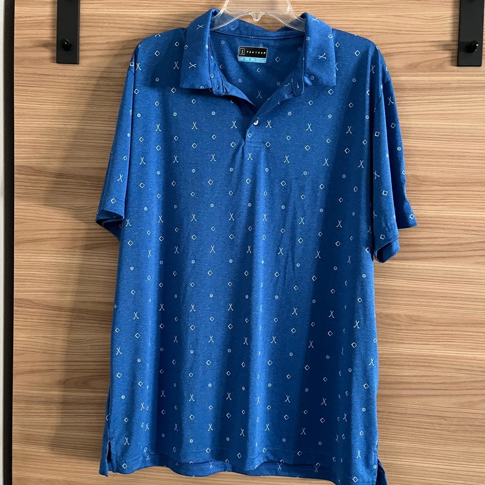PGA Tour Blue Polo with Unique Pattern
